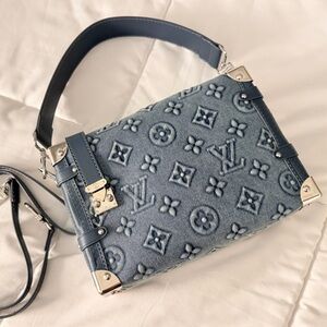 Premium Denim Side Trunk Monogram Bag